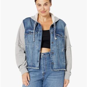 Free People throwback denim knit jacket